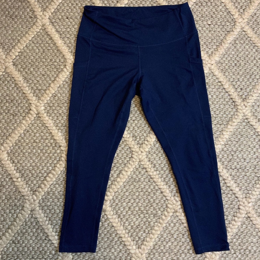Zella Blue Leggings With Front Pockets